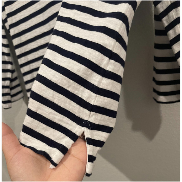 J. CREW Navy Blue And White Striped Long Sleeve Blouse - Picture 3 of 4